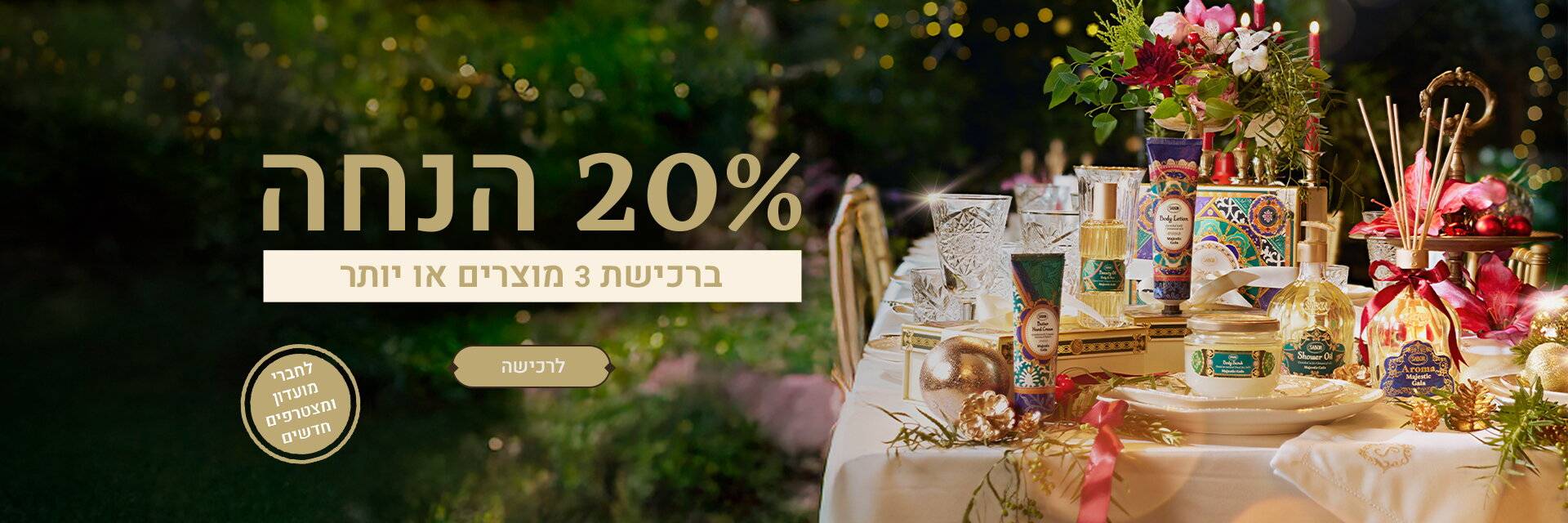 קנו 3 ומעלה מוצרים וקבלו 20% הנחה: 
