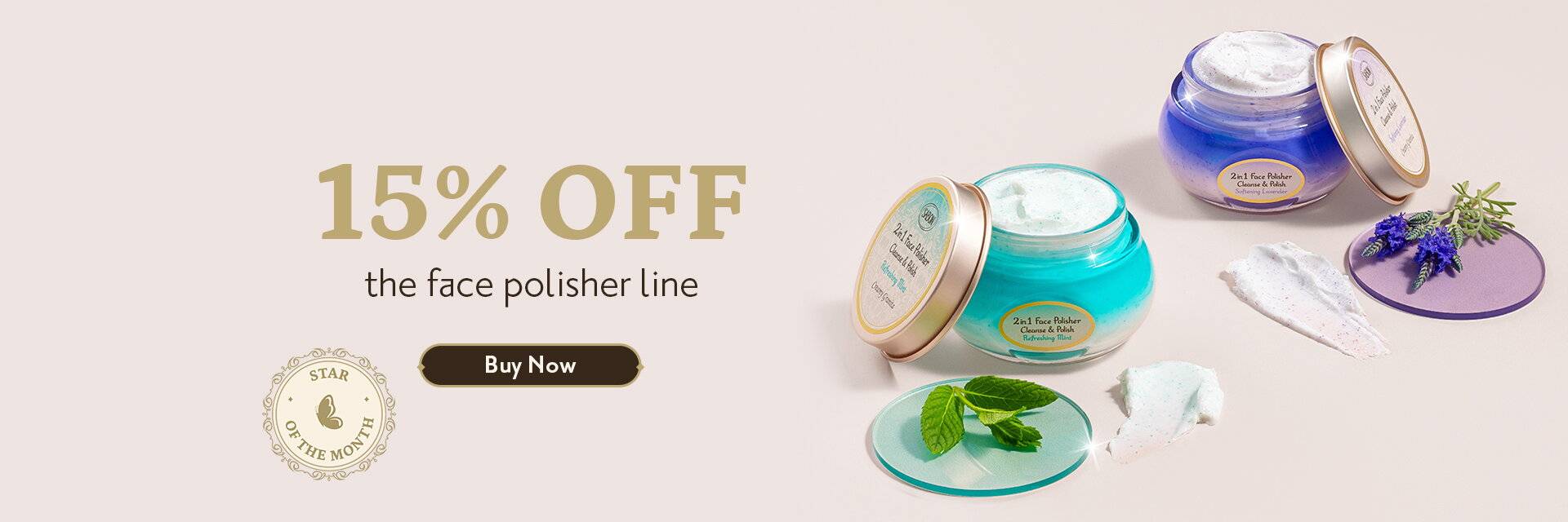 Offer of the month: 15% off facial scrub 125 and 200 ml: 