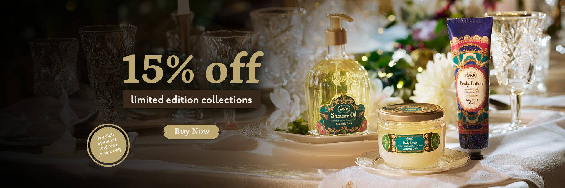 15% off on majestic gala + aromatic delights collections: 